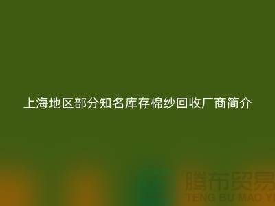 上海地区部分知名库存棉纱回收厂商简介